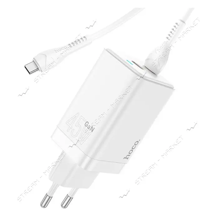 Сетевое зарядное устройство Hoco N23 Astral PD45W dual port 2C Type-C to iP белое