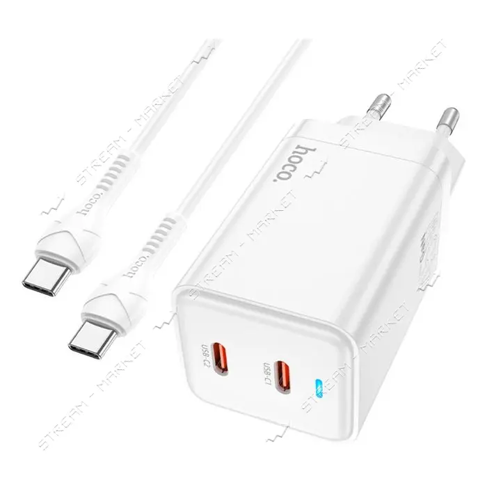 Сетевое зарядное устройство Hoco N23 Astral PD45W dual port 2C Type-C to iP белое