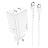 Сетевое зарядное устройство Hoco N23 Astral PD45W dual port 2C Type-C to Type-C белое               