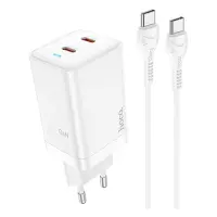 Сетевое зарядное устройство Hoco N23 Astral PD45W dual port 2C Type-C to Type-C белое               
