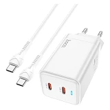 Сетевое зарядное устройство Hoco N23 Astral PD45W dual port 2C Type-C to Type-C белое               