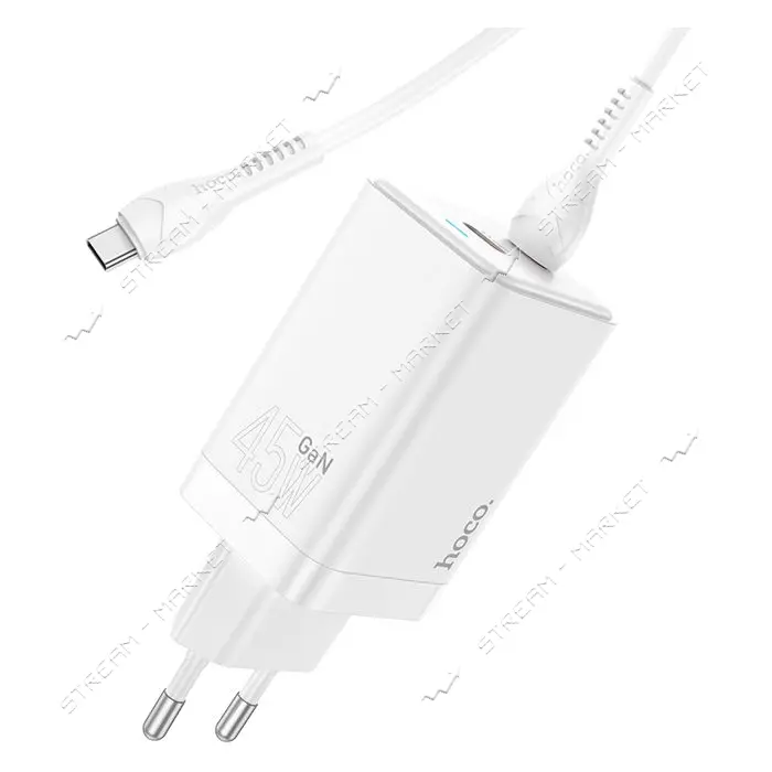 Сетевое зарядное устройство Hoco N23 Astral PD45W dual port 2C Type-C to Type-C белое               