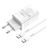 Сетевое зарядное устройство Hoco N23 Astral PD45W dual port 2C Type-C to Type-C белое               
