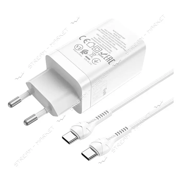 Сетевое зарядное устройство Hoco N23 Astral PD45W dual port 2C Type-C to Type-C белое               