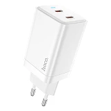 Сетевое зарядное устройство Hoco N23 Starlight PD45W dual port 2C charger EU белое                  