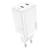 Сетевое зарядное устройство Hoco N23 Starlight PD45W dual port 2C charger EU белое                  
