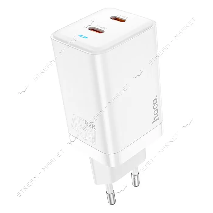 Сетевое зарядное устройство Hoco N23 Starlight PD45W dual port 2C charger EU белое                  