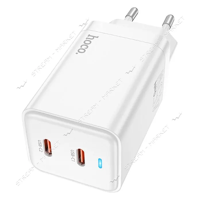 Сетевое зарядное устройство Hoco N23 Starlight PD45W dual port 2C charger EU белое                  