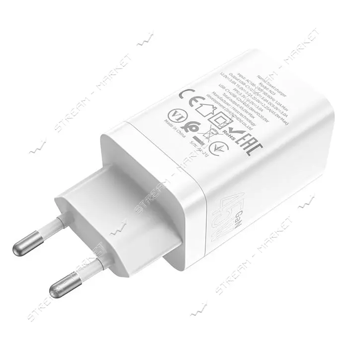 Сетевое зарядное устройство Hoco N23 Starlight PD45W dual port 2C charger EU белое                  