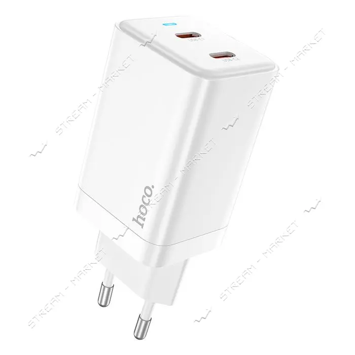 Сетевое зарядное устройство Hoco N23 Starlight PD45W dual port 2C charger EU белое                  