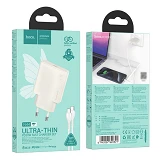 Сетевое зарядное устройство Hoco N44 Biscuit single port PD30W Type-C to Type-C EU белое