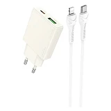 Сетевое зарядное устройство Hoco N45 Biscuit PD30W плюс QC3.0 C to iP EU белое