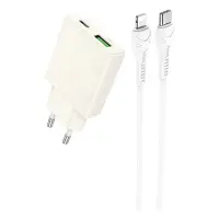 Сетевое зарядное устройство Hoco N45 Biscuit PD30W плюс QC3.0 C to iP EU белое                      