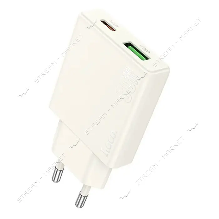 Сетевое зарядное устройство Hoco N45 Biscuit PD30W плюс QC3.0 C to iP EU белое