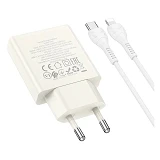 Сетевое зарядное устройство Hoco N45 Biscuit PD30W плюс QC3.0 C to iP EU белое