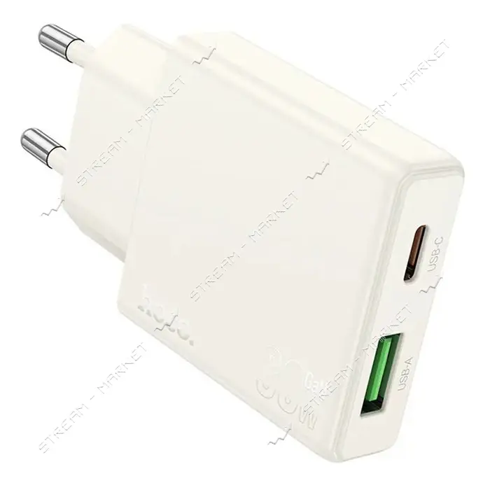 Сетевое зарядное устройство Hoco N45 Biscuit PD30W плюс QC3.0 C to iP EU белое