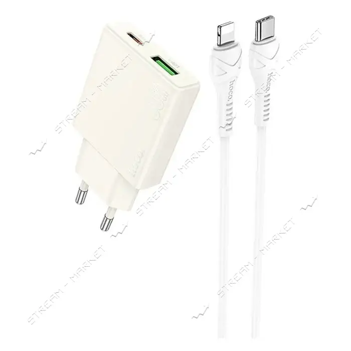 Сетевое зарядное устройство Hoco N45 Biscuit PD30W плюс QC3.0 C to iP EU белое