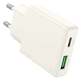 Сетевое зарядное устройство Hoco N45 Biscuit PD30W плюс QC3.0 charger EU белое                      