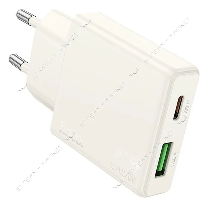 Сетевое зарядное устройство Hoco N45 Biscuit PD30W плюс QC3.0 charger EU белое                      