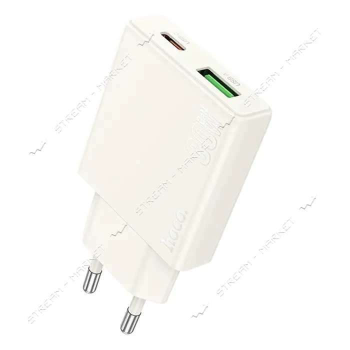 Сетевое зарядное устройство Hoco N45 Biscuit PD30W плюс QC3.0 charger EU белое                      