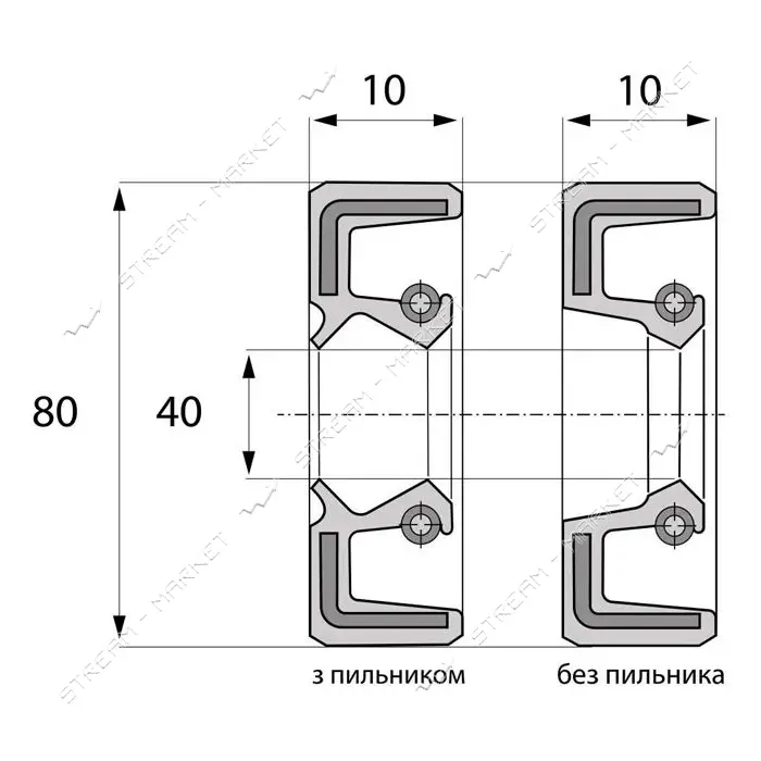 Сальник ARS 40-80-10 TC NBR                                                                         