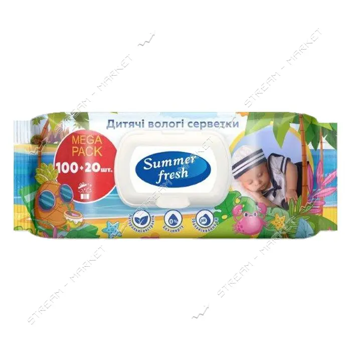 Салфетки влажные Summer Fresh Mega Pack детские 120шт                                               