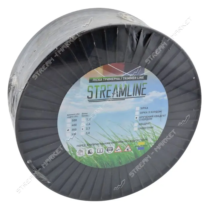 Леска для триммера Streamline с кордом 2.7мм 350м крученый квадрат