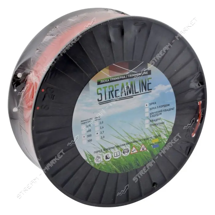 Леска для триммера Streamline 2.7мм 350м звезда                                                     