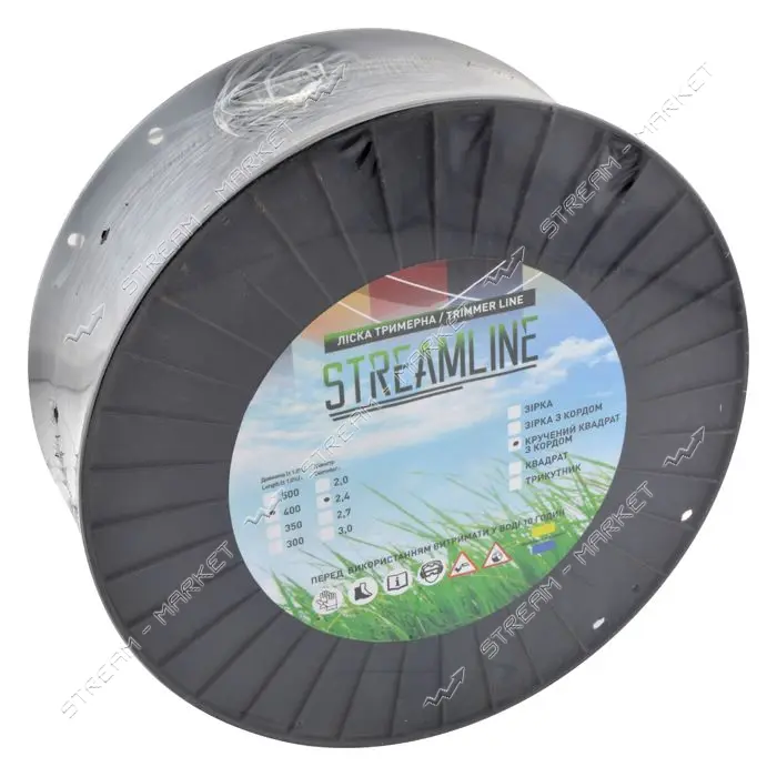 Леска для триммера Streamline с кордом 2.4мм  400м крученый квадрат                                 