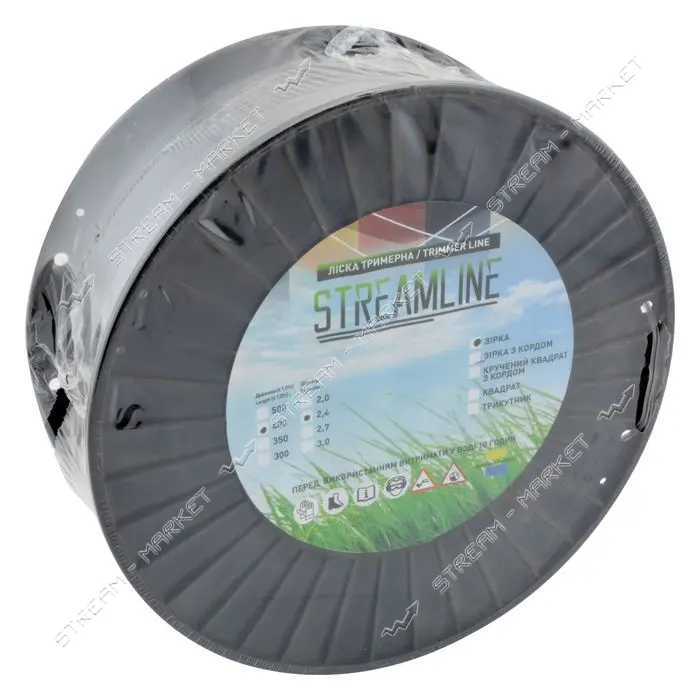 Леска для триммера Streamline 2.4мм 400м звезда                                                     