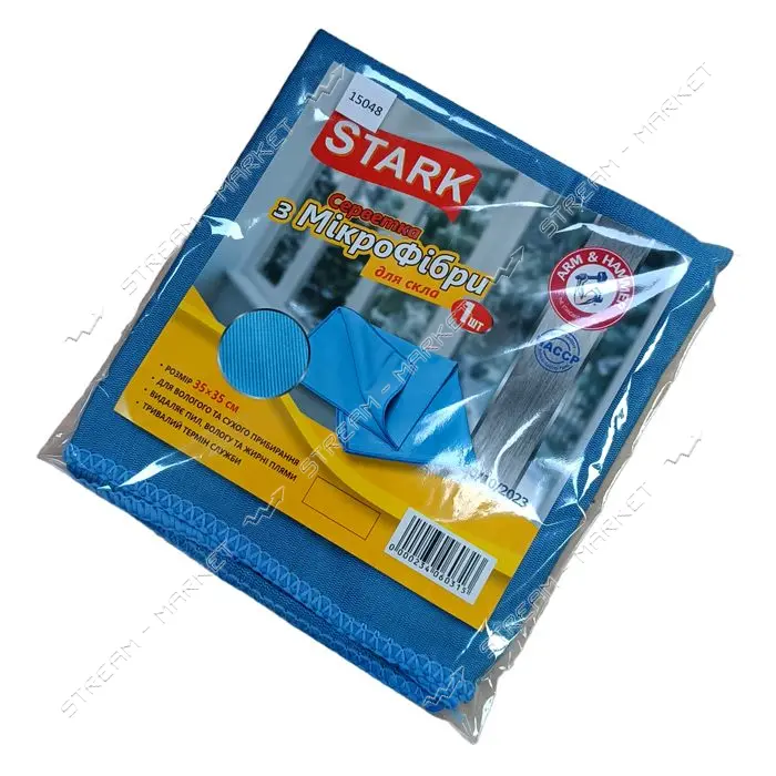 Салфетки TM STARK из микрофибры для стекла и зеркал 35х35 1шт                                       