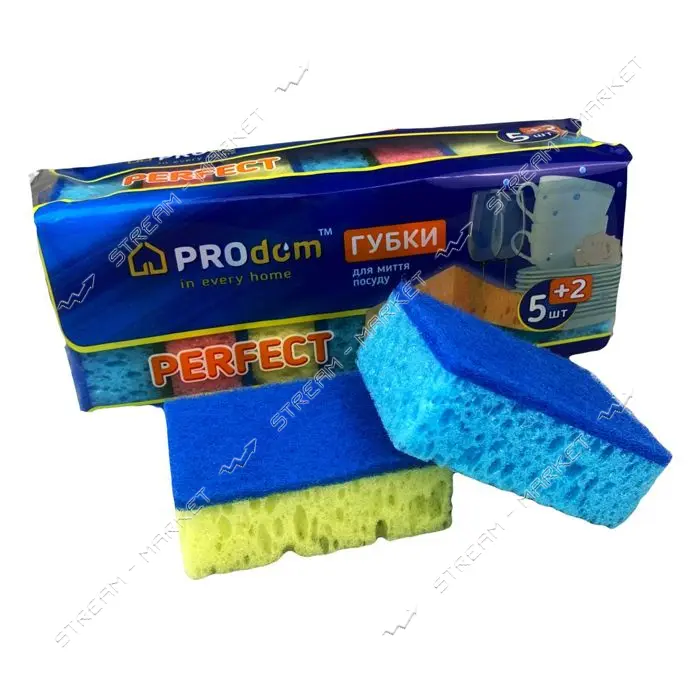 Губка кухонная Prodom PERFECT пористая 5 плюс 2шт 95х65х35