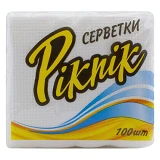 Салфетки столовые ПИКНИК однослойные белые 20x22см 100шт