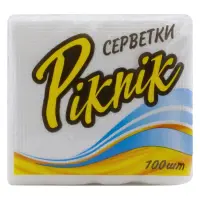 Салфетки столовые ПИКНИК однослойные белые 20x22см 100шт                                            