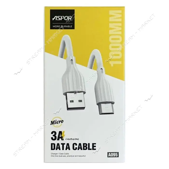 Кабель Aspor A095 Micro USB 1м белый                                                                