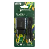 Сетевое зарядное устройство Jokade JB020 QC 3.0 1USB 18W плюс USB кабель Micro черное