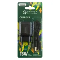 Сетевое зарядное устройство Jokade JB020 QC 3.0 1USB 18W плюс USB кабель Micro черное               