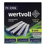 Скобы закаленные Wertvoll FX-2306 для пневмостеплера тип 80 6мм/12.8х0.95мм 29000шт