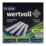 Скобы закаленные Wertvoll FX-2308 для пневмостеплера тип 80 8мм/12.8х0.95мм 21000шт