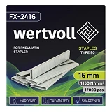 Скобы закаленные Wertvoll FX-2416 для пневмостеплера тип 90 16мм//5.8х1.25 17000шт