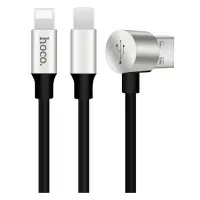 Кабель Hoco U18 Golden hat multi 2 в 1 Micro USB plus Lightning  довжина 1.2м чорний                