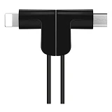 Кабель Hoco X12 2 в 1 One pull two L shape magnetic Micro USB plus Lightning длина 1.2м черный