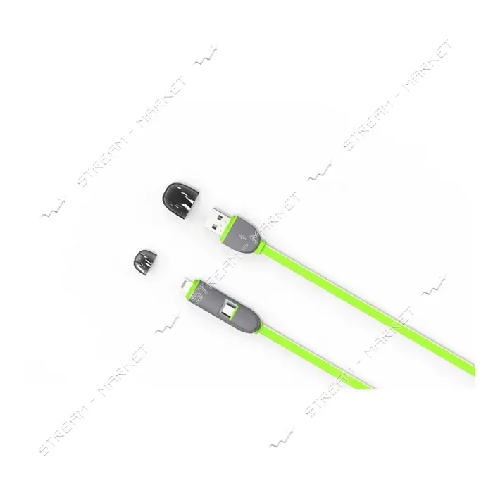 Кабель Ldnio LC81 2 в 1 Micro USB plus Lightning длина 1м салатовый
