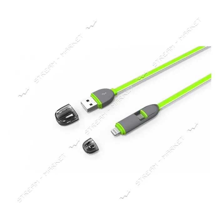 Кабель Ldnio LC81 2 в 1 Micro USB plus Lightning длина 1м салатовый