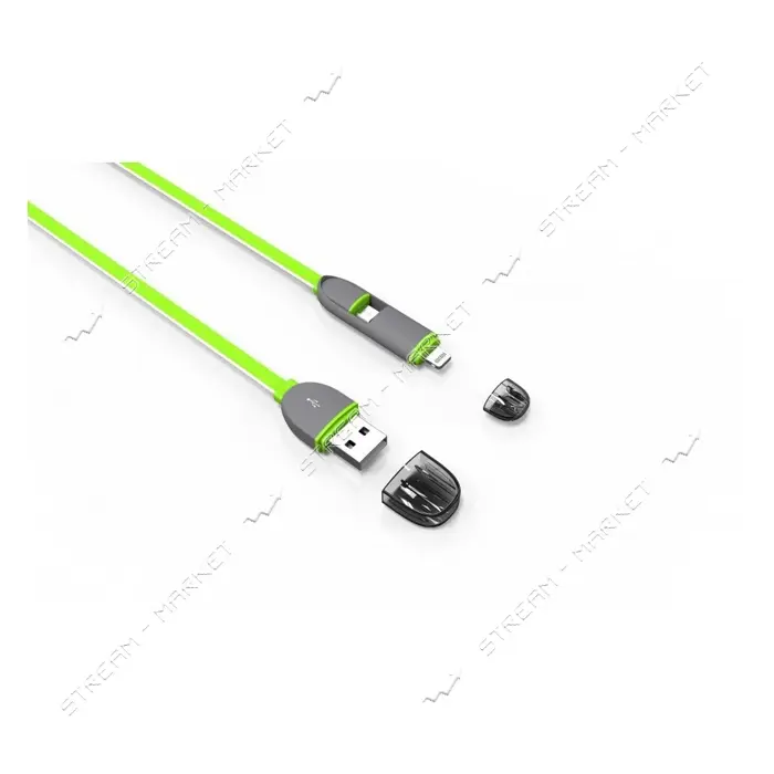 Кабель Ldnio LC81 2 в 1 Micro USB plus Lightning длина 1м салатовый