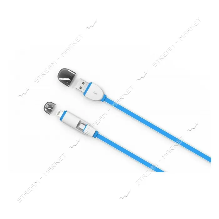 Кабель Ldnio LC82 2 в 1 Micro USB plus Lightning длина 1м голубой