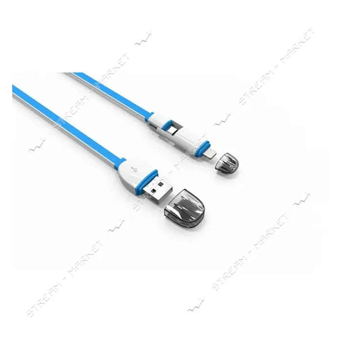 Кабель Ldnio LC82 2 в 1 Micro USB plus Lightning длина 1м голубой