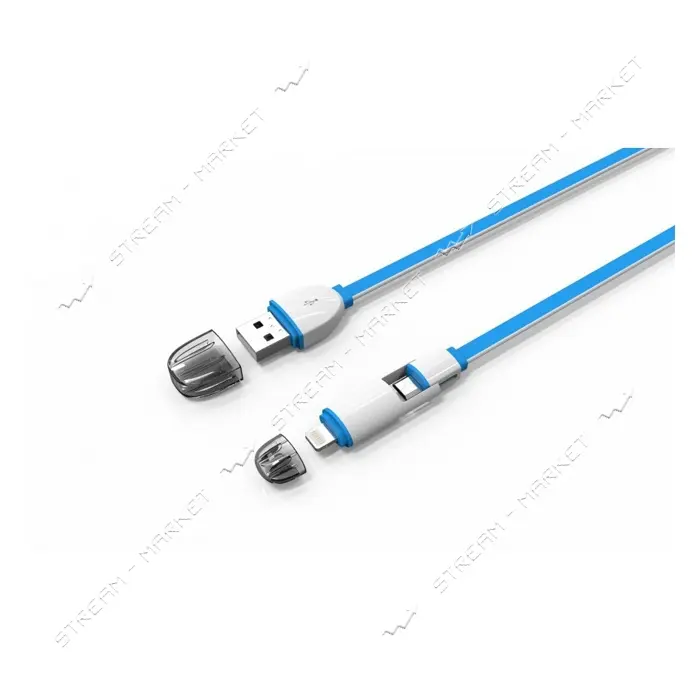 Кабель Ldnio LC82 2 в 1 Micro USB plus Lightning длина 1м голубой