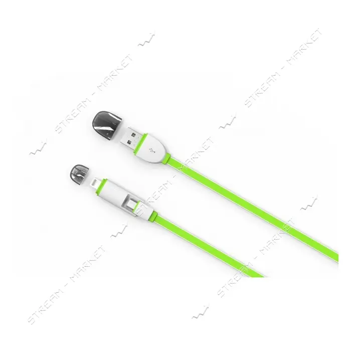 Кабель Ldnio LC82 2 в 1 Micro USB plus Lightning длина 1м салатовый