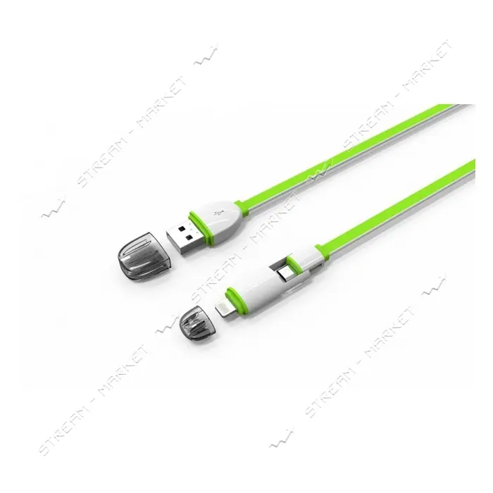 Кабель Ldnio LC82 2 в 1 Micro USB plus Lightning длина 1м салатовый